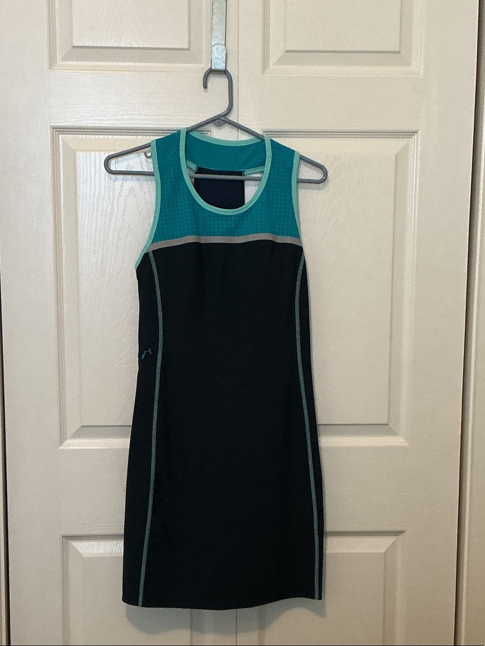 Title Nine Navy Sleeveless Midi Dress with Teal Accents